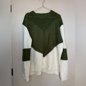 SHEIN Olive and White Colorblock Sweater